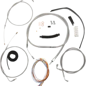 Worldwide Shipping LA Choppers Handlebar Cable/Brake Line Kit - Complete - Mini Handlebars - Stainless (#LA-8130KT2-08)