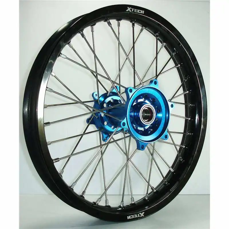 Xtech MX Mini Wheel Front KX85 2001 Up Black Rim Blue Hub Silver Spokes 19 X 1.40 Affordable