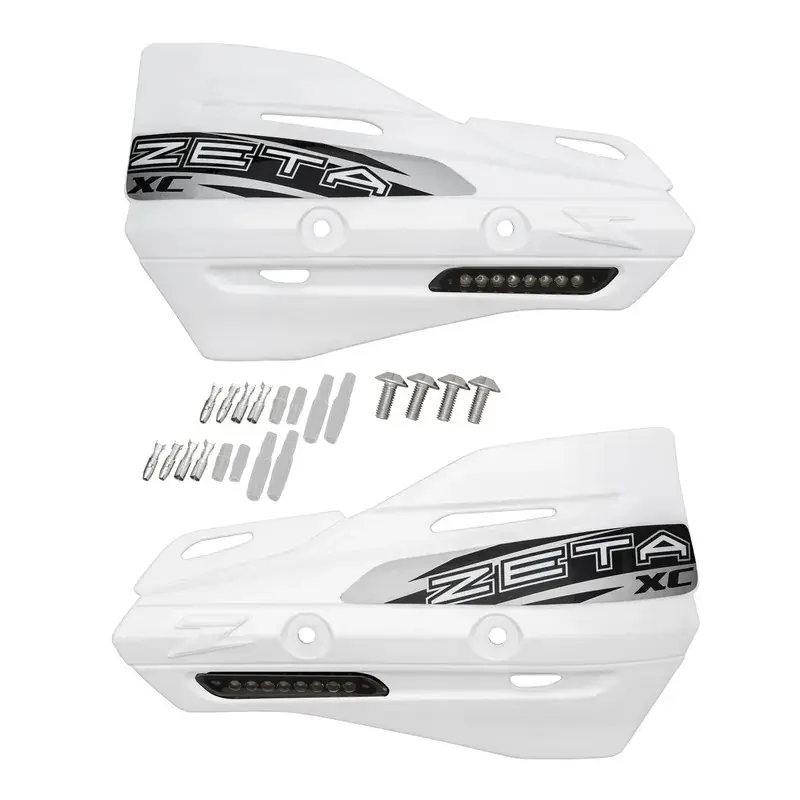 Zeta Handguard Shields (XC Shield + Flasher with Grey Lens) - White Secure Checkout