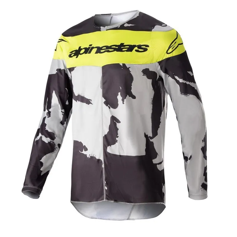 Hot Deal Alpinestars Racer Tactical Grey Camo Yellow Jersey - Grey/Camo/Yellow - S
