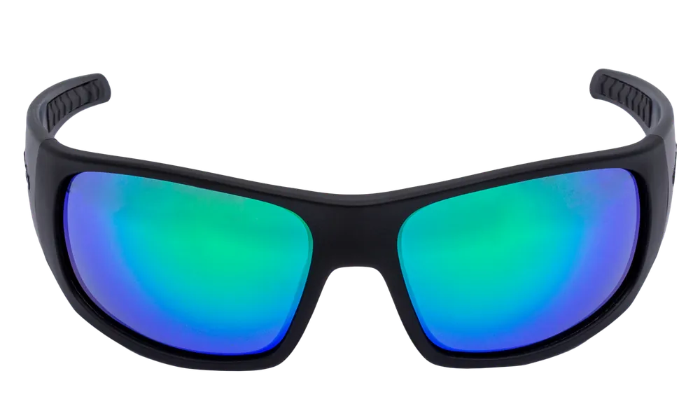 Handmade Ugly Fish MAXX Motorcycle Sunglasses - Matt Black Frame/ Green Revo Lens