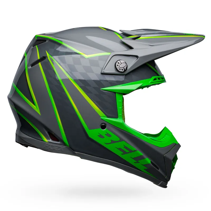 Bell Moto-9S Flex Gloss Helmet - Grey/Green - S Grab Now