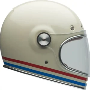 Bell Bullitt Rally Stripes Helmet - Pearl White/Red/Blue - L Money Back Guarantee