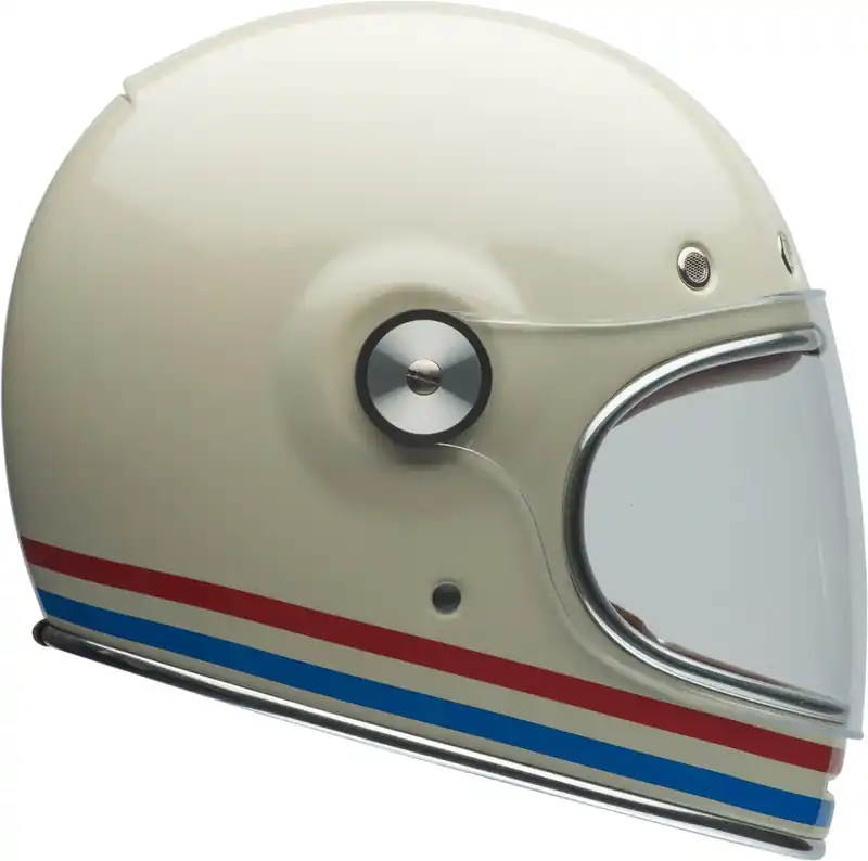 Bell Bullitt Rally Stripes Helmet - Pearl White/Red/Blue - L Money Back Guarantee