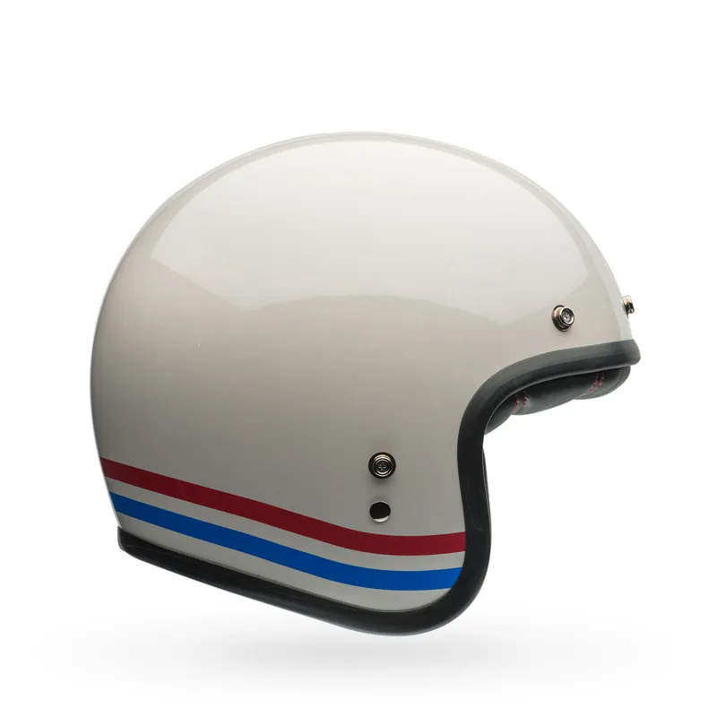 Bell Custom 500 Stripes Helmet - Pearl White/Red/Blue - M Price Cut