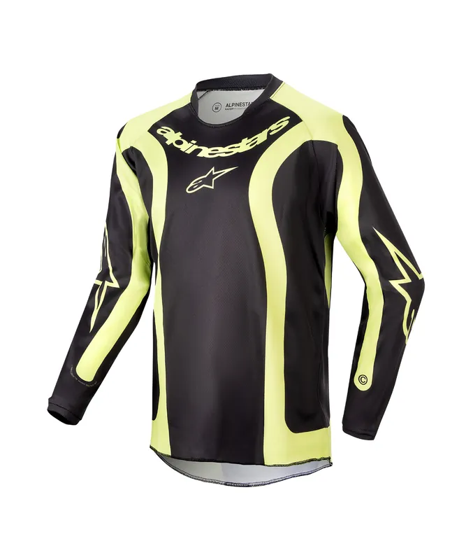 Alpinestars 2024 Youth Racer Lurv Jersey- Black/Fluoro Yellow - YS Bargain