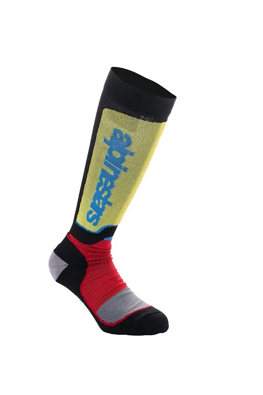 Alpinestars Youth MX Plus Socks- Black/Grey/Fluoro Yellow - OS Fast Shipping