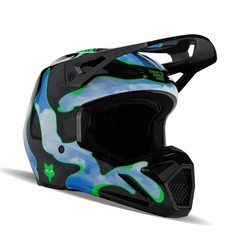 Fox 2024 Youth V1 Atlas Helmet - Black/Green - M High Quality