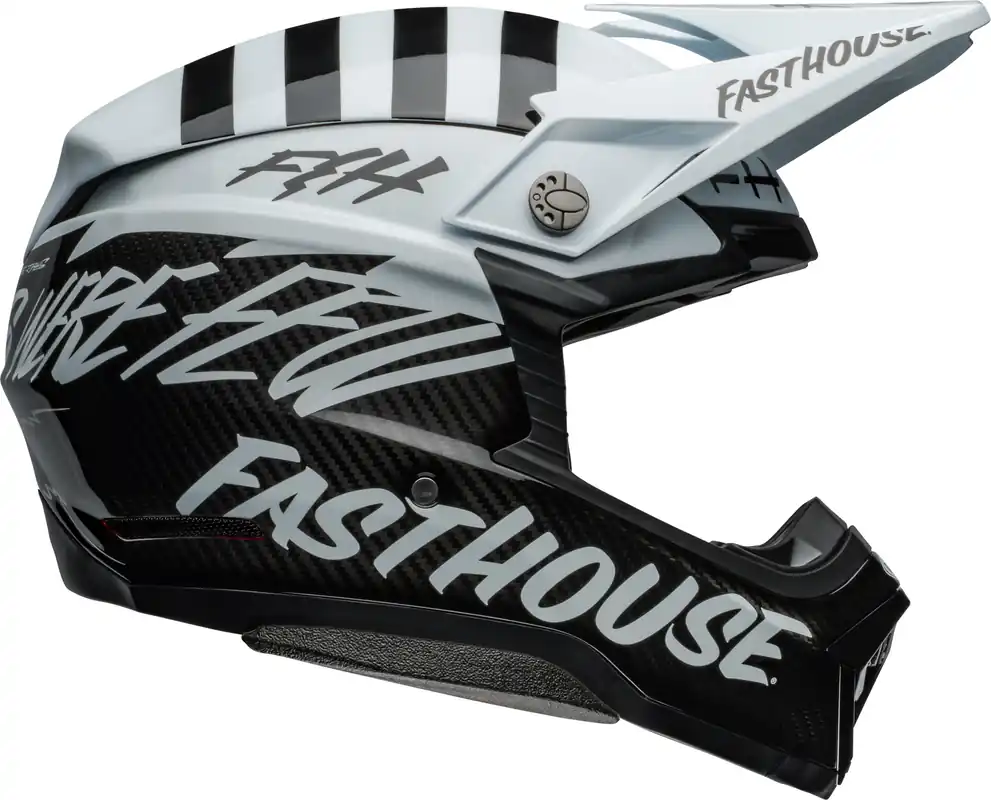 Bell Moto-10 Spherical Fasthouse Mod Squad Matte/Gloss Helmet - White/Black - S Grab Now
