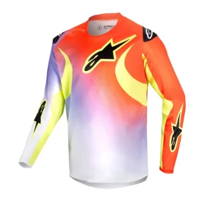 Alpinestars 2024 Youth Racer Lucent Jersey - White/Red/Fluro Yellow - YXL Luxury