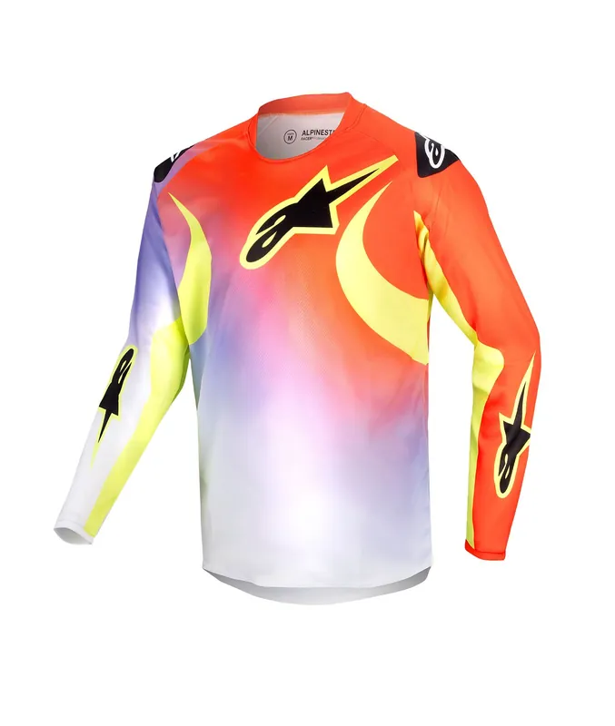 Alpinestars 2024 Youth Racer Lucent Jersey - White/Red/Fluro Yellow - YXL Luxury