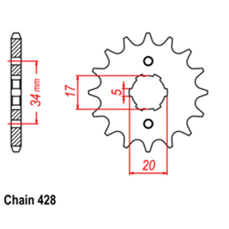 Authentic Front Sprocket - Steel 15T 428P
