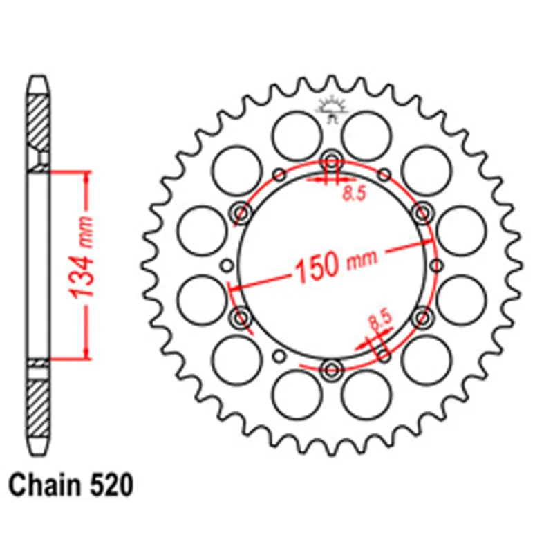 Rear Sprocket - Steel 45T 520P Bulk Order