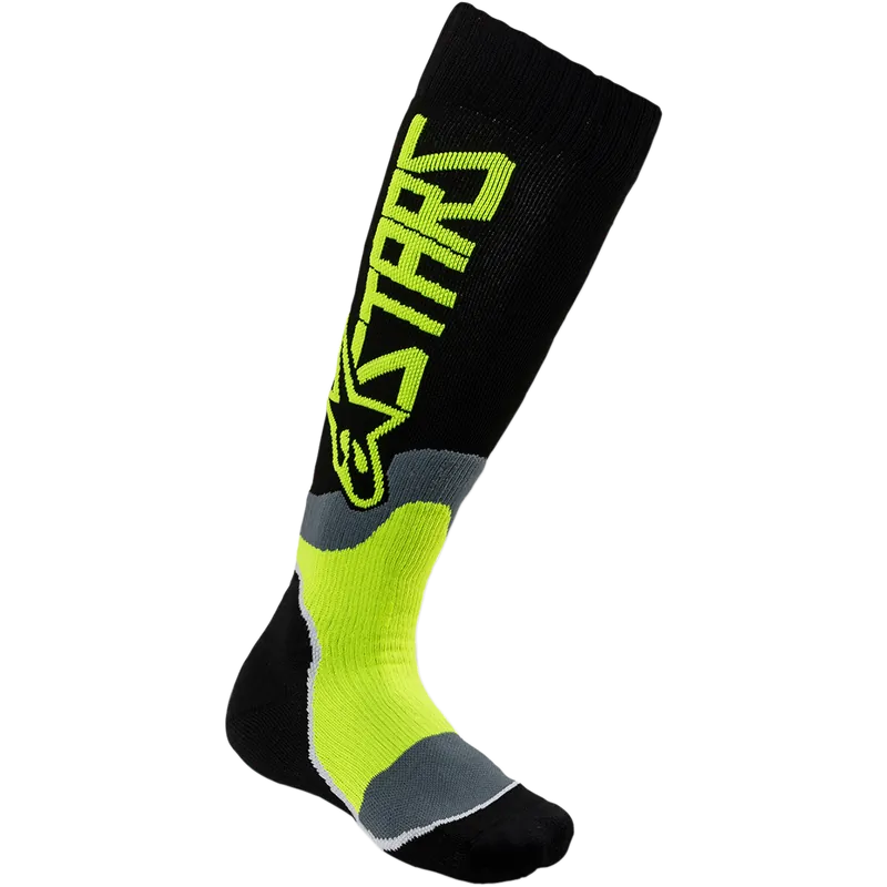 Top Pick Alpinestars Mx Plus 2 Youth Socks - Black/Yellow Fluorescent - M/L