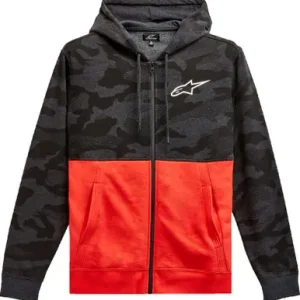 Alpinestars Camo Block Charcoal Heather Warm Red Hoodie Money Back Guarantee