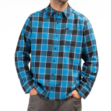 Klim Cottonwood Midweight Imperial Blue Black Flannel Shirt Flash Sale
