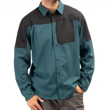 Handmade Klim Phelps Midweight Stretch Dark Sea Black Flannel Shirt