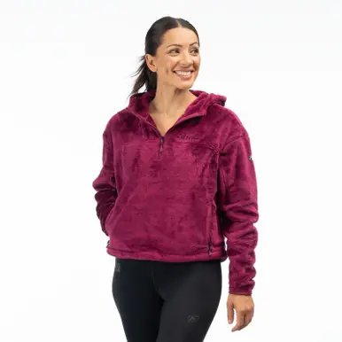 Hassle-Free Returns Klim Cascade 1/4 Zip Crop Raspberry Radiance Hoodie