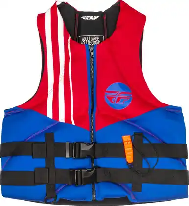 Fly Racing Neoprene Flotation Red White Blue Vest Express Delivery