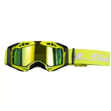 Direct From Factory LS2 Aura Pro Black Hi-Viz Yellow Iridium Lens Goggles