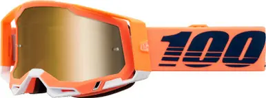 100% Racecraft 2 Coral True Gold Mirror Goggles Genuine