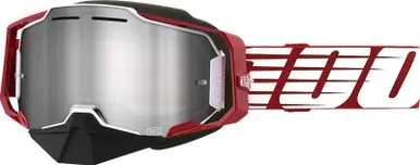 100% Armega Oversized Red Silver Mirror Snow Goggles Mega Sale