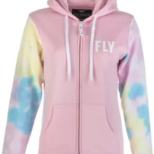 Affordable Fly Racing Tie-Dye Pink Yellow Blue Womens Zip Up Hoodie