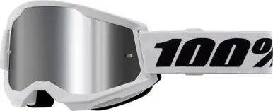 100% Strata 2 White Silver Mirror Goggles Trending