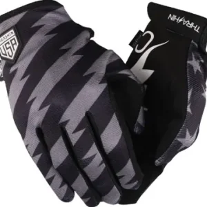 Thrashin Supply Stars & Bolts Stealth Black Gray Gloves Fan Favorite