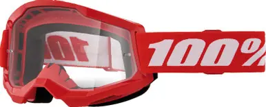 100% Strata 2 Junior Red Clear Goggles Free Shipping