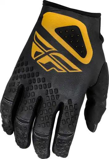 Fly Racing Youth Kinetic Center Black Gold Gloves High Quality