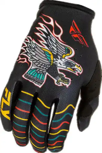 Fly Racing Youth Lite Americana Black Red Gold Gloves Free Delivery
