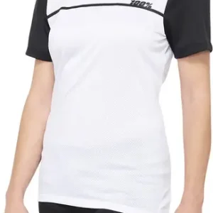 100% Women's Ridecamp Short-Sleeve White Black Jersey High Quality