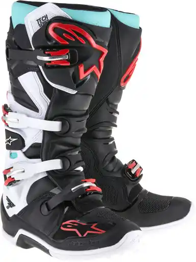 Alpinestars Tech 7 Boots Black Turquoise White Red Special Offer