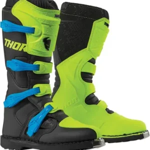 Thor Blitz XP Fluorescent Green Black Boots - MX Sole Professional Grade