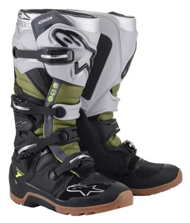 Alpinestars Tech 7 (Previous Collection) Black Silver Military Green Enduro Boots Save Now