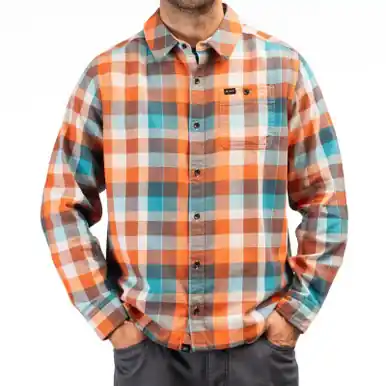 Klim Alderson Midweight Red Orange Deep Lagoon Flannel Shirt Limited Offer