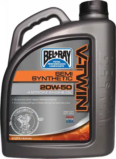 Fast Shipping Bel-Ray V-Twin Semi-Synthetic Engine Oil 20W-50 4L - 96910-BT4