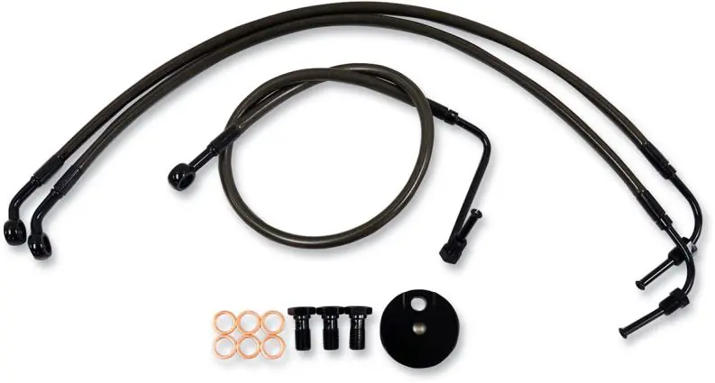 Clearance La Choppers LA-8310B08M Midnight Braided Brake Lines - Mini Ape Hanger