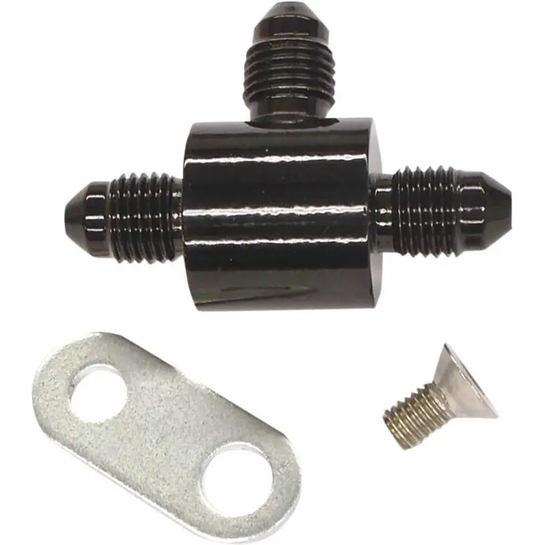 Magnum 1704-982 AN-3 T-Block w/ Bracket Brake Line Fitting - Black Worldwide Shipping