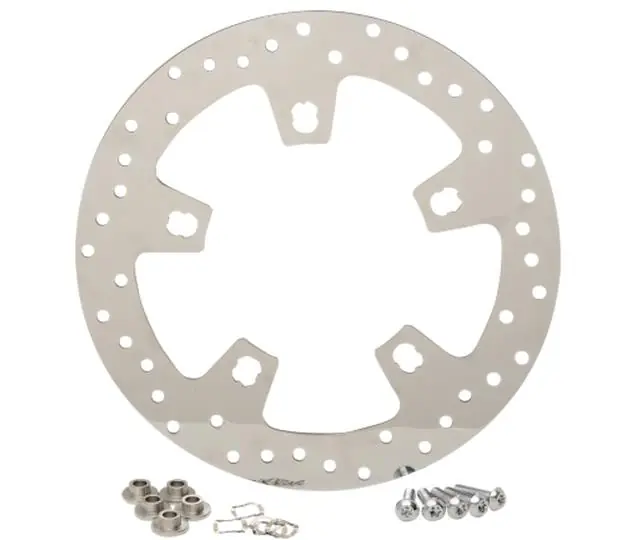 Authentic Drag Specialties 1710-2403 Polished Stainless Steel Drilled Brake Roto