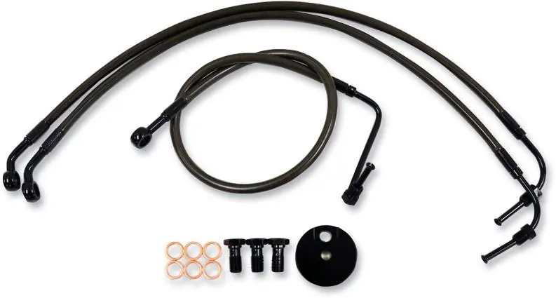 La Choppers LA-8321B19M Midnight Braided Brake Lines - 18-20in. Ape Ha Modern