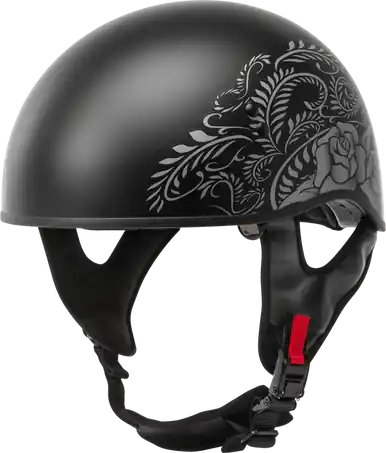 Hot Deal Gmax HH-65 Half Helmet Rose Naked Matte Black Silver