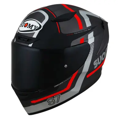 Suomy Track-1 97 Gunmetal Red Helmet Worldwide Shipping
