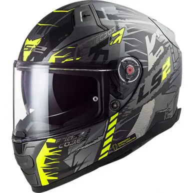 Final Sale LS2 Citation II Techbot Matte Titanium Hi-Vis Yellow Helmet