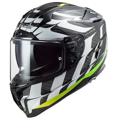 LS2 Challenger C Flames Gloss White Hi-Vis Yellow Helmet Must Have