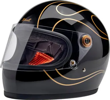Biltwell Gringo S ECE 22.06 Gloss Black Flames Helmet Buy Online