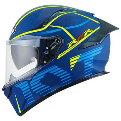 Fan Favorite KYT R2R Concept Matte Blue Yellow Helmet