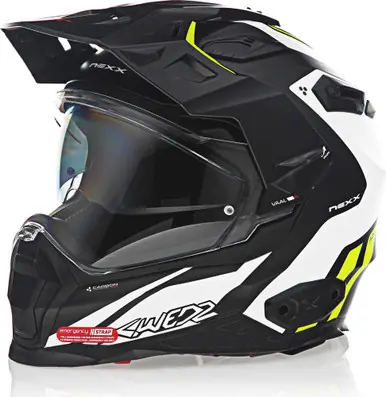 Price Drop Nexx XWED 2 Carbon Vaal Matte White Neon Yellow Helmet