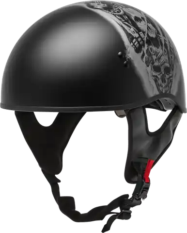 Gmax HH-65 Half Helmet Tormentor Naked Matte Black Silver Instant Buy